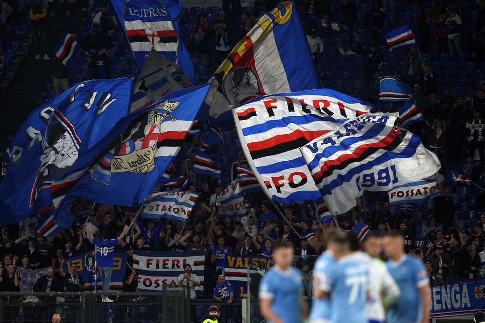 Afición de la UC Sampdoria, en un encuentro de la Serie A.